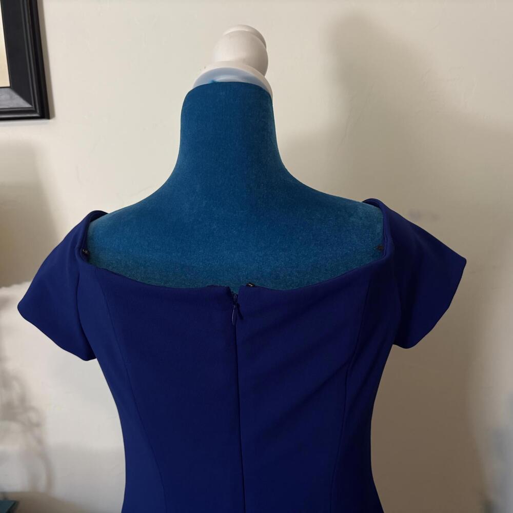 Calvin Klein Cobalt Blue Ponte Off Shoulder Gown Maxi Dress - Picture 8 of 9